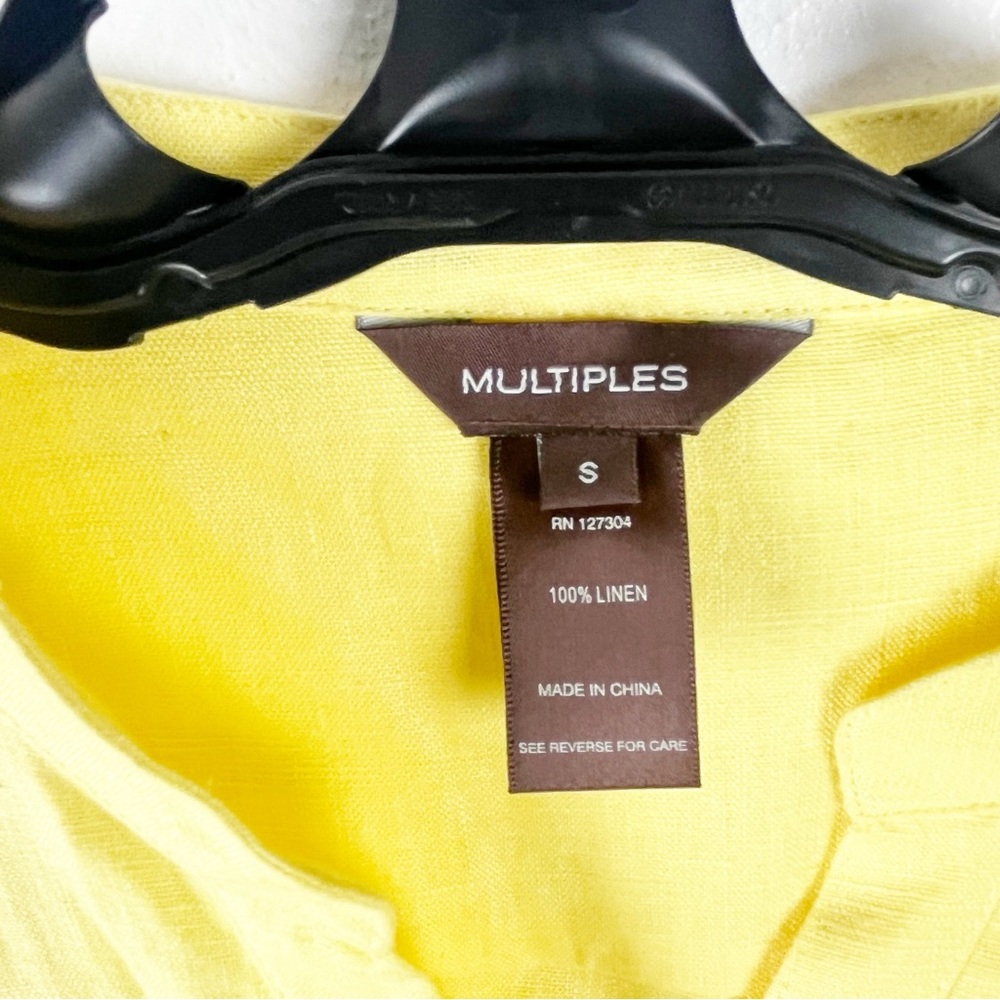 Multiples 100% Linen Yellow Button Front Pockets … - image 3
